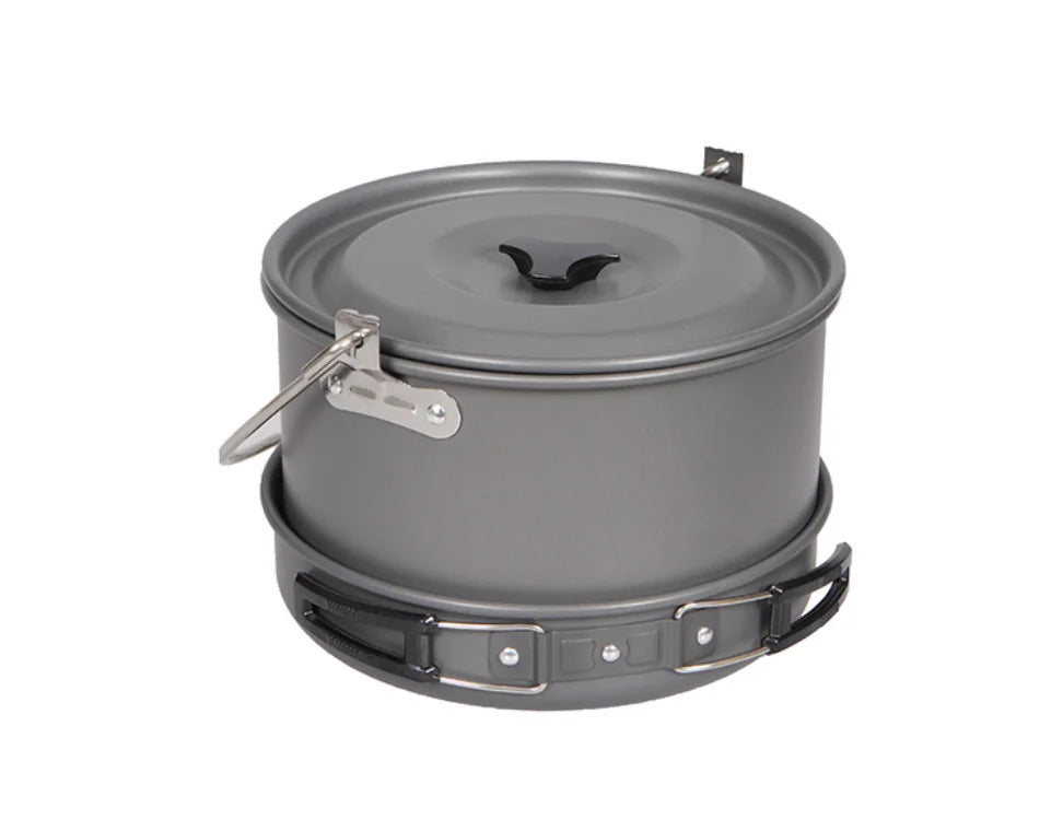 Juego de utensilios de cocina para acampar para 1 a 7 personas, olla y sartén ligeros y portátiles con bolsa de transporte, perfecto para acampar al aire libre