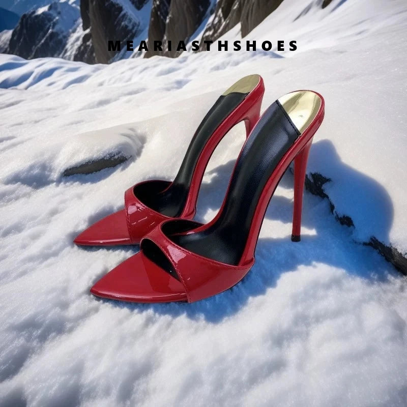 Zapatillas de crin de verano, zapatos de mujer, Sandalias de tacón de aguja súper alto, sandalias de mujer con punta abierta y pasarela para fiesta, talla grande 44
