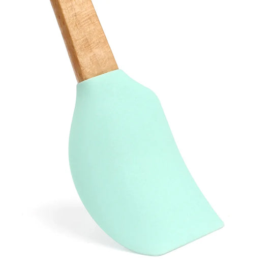 Juego de utensilios de cocina de silicona con mango de madera, 5 uds., raspador, cepillo, cuchara, herramientas para hornear para niños