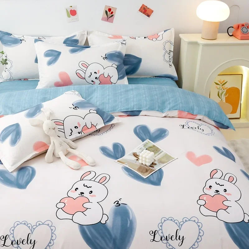 Juego de fundas de edredón de tamaño King de dibujos animados, 220x240, agradable para la piel, manta, funda de edredón y funda de almohada