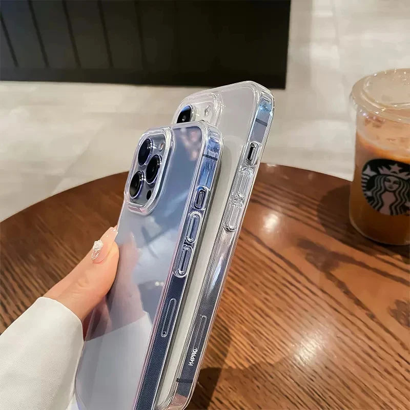 Fundas de parachoques transparentes a prueba de golpes de lujo para iPhone 16 15 14 13 12 11 Pro Max Plus accesorios de cubierta de teléfono acrílico suave transparente