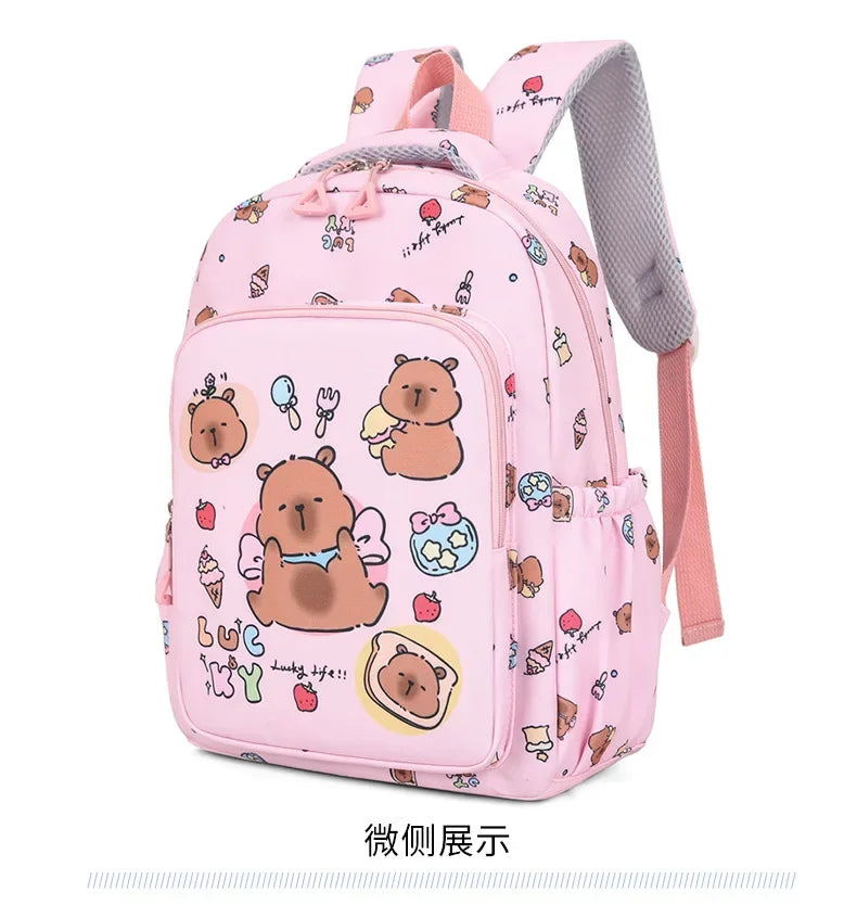 Mochila colorida Capybara 3 unids/set para mujer, mochilas escolares informales con bolsa de almuerzo, mochila para chica, niño, estudiante y adolescente