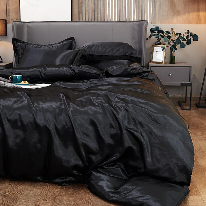 Juego de funda nórdica de cama 120/150/180/200 Tencel, juego de cama de seda negro, verde, blanco, Sábana de verano, Sábana bajera elástica de lujo 180x200