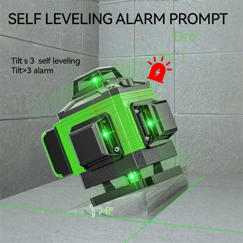 Láser 4D de 16 líneas Nivel 3 °   Herramienta de nivelación con función autonivelante, líneas láser omnidireccionales para piso y pared con trípode