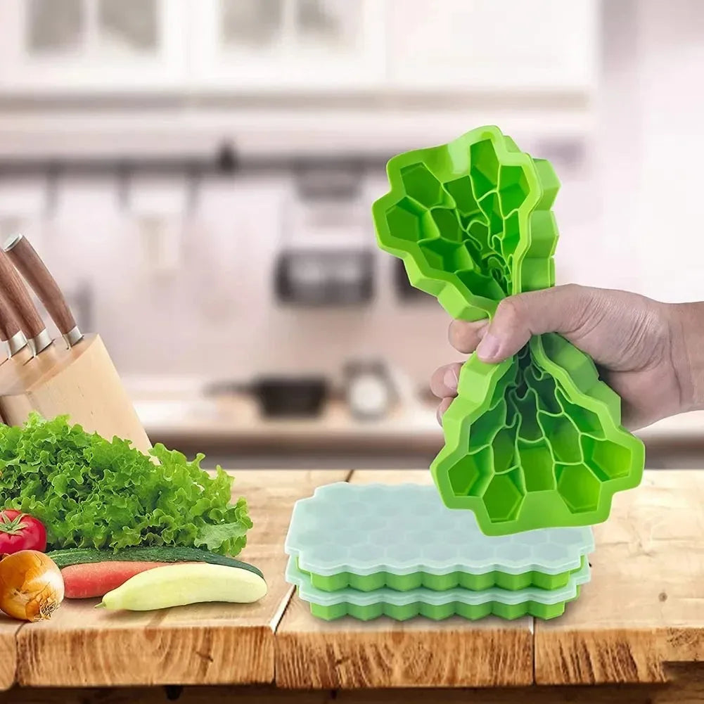 Molde para cubitos de hielo de 37 cavidades, molde para cubitos de hielo de silicona reutilizable, máquina para hacer helados sin BPA con tapas, molde para paletas DIY, bandejas para cubitos de hielo
