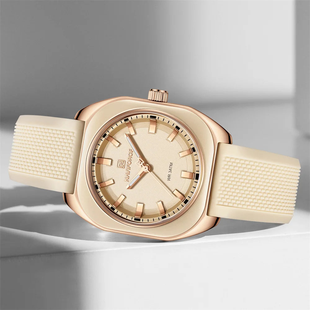 NAVIFORCE, reloj para mujer, marca superior, moda de lujo, reloj de pulsera Original para mujer y niña, pulsera de goma de silicona, reloj informal para mujer 5061