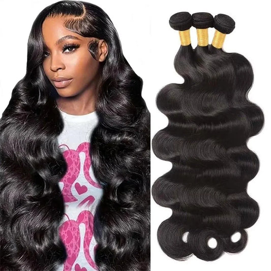 Extensiones de Cabello Humano Remy Brasileño con Ondas Sedosas, 1/3/4 Piezas, Extensiones de Cabello Natural Negro, 14-30 Pulgadas