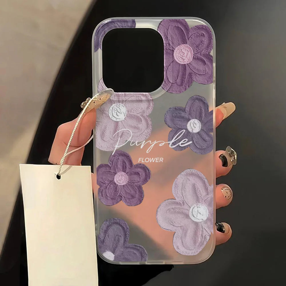 Fundas de teléfono de silicona suave mate para iPhone 15 funda iPhone 16 13 17 Pro Max 14 11 12 Pro 15 16 Plus funda transparente a prueba de golpes con flores