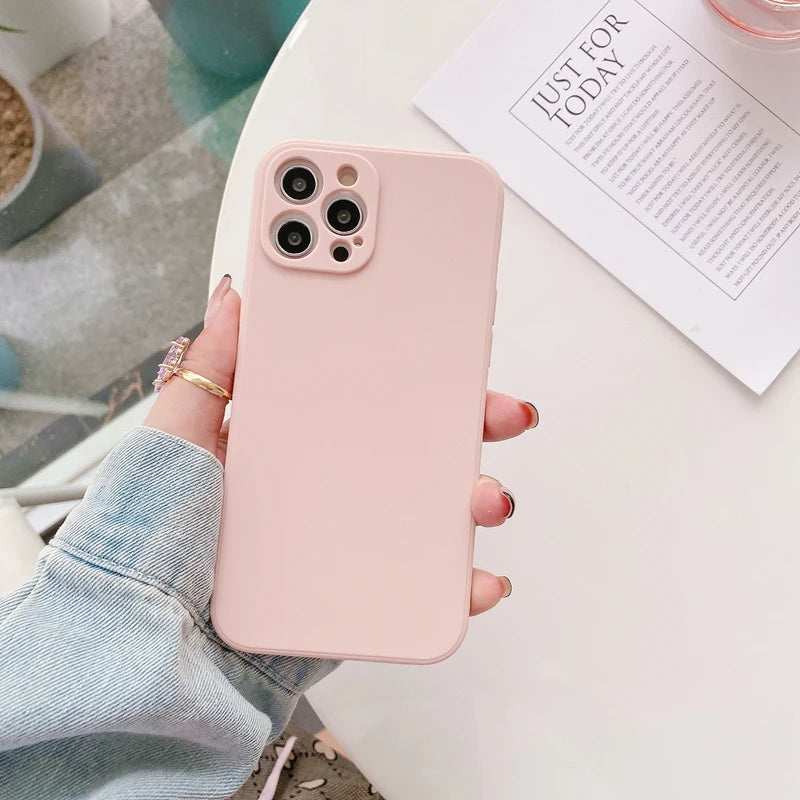 Funda de teléfono con protección de cámara para iPhone 11, 12, 13, 14 Pro Max XS X XR 7 8 Plus SE 2020, fundas traseras de parachoques a prueba de golpes