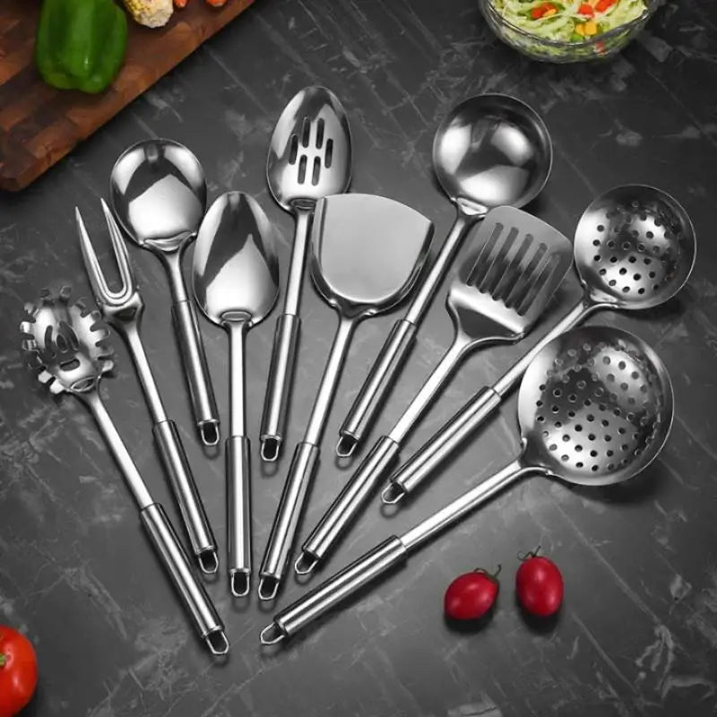 Utensilios de cocina, utensilios de cocina, pala de acero inoxidable, cuchara para sopa, utensilios giratorios, vajilla, herramienta de cocina, utensilios de cocina