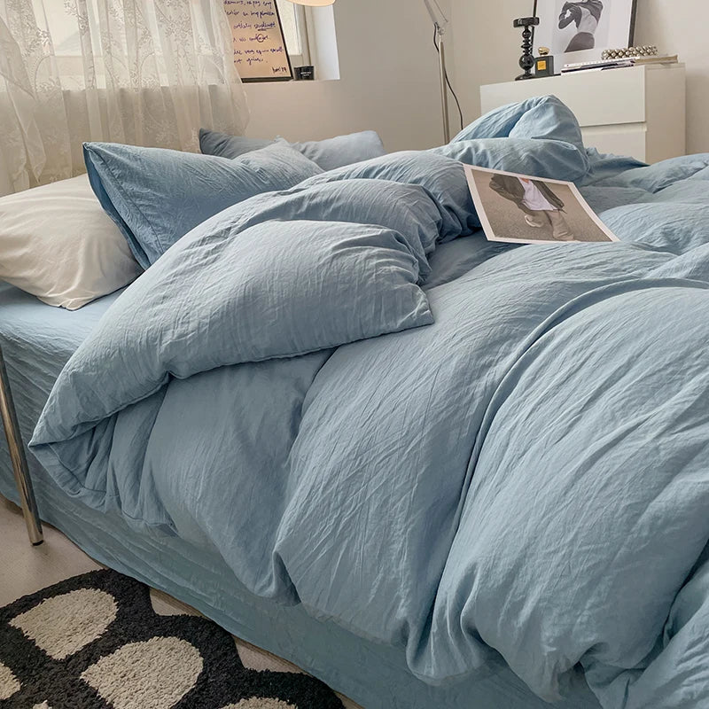 Juegos de fundas de edredón gris oscuro a la moda, fundas de edredón cepilladas, juegos de cama individual doble Queen, funda de almohada para niños, funda de edredón sólida