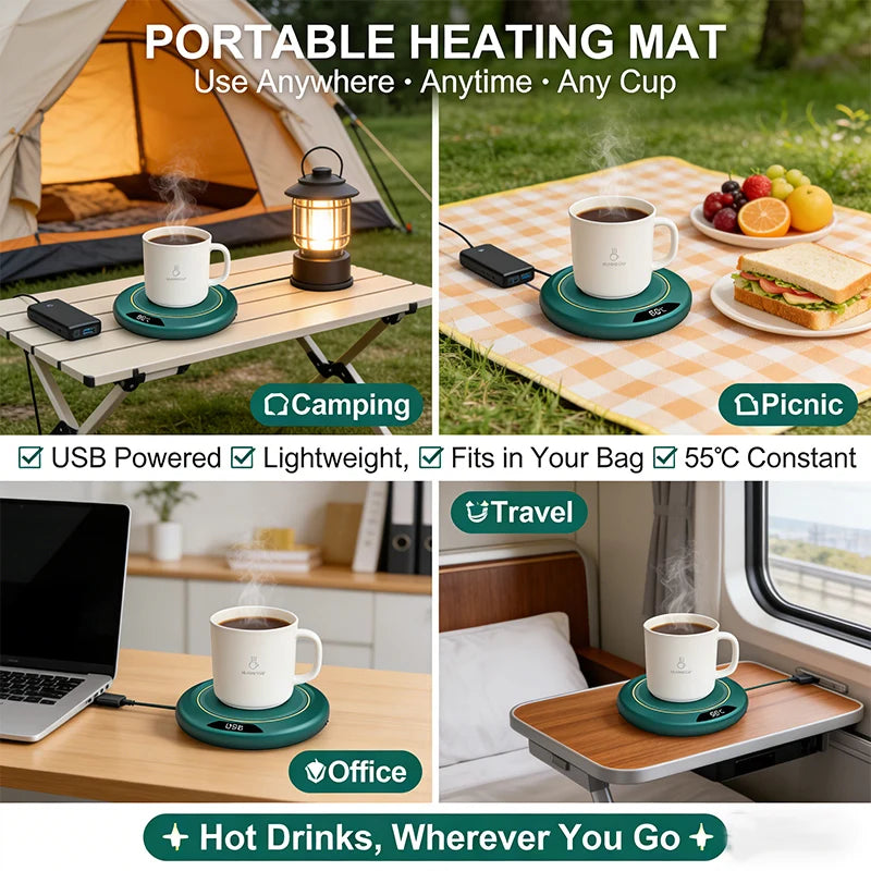 Nuevo Posavasos Calefactor USB con Temperatura Constante, Calentador Inteligente para Tazas de Café y Leche, Calentador Térmico Automático para Oficina y Hogar