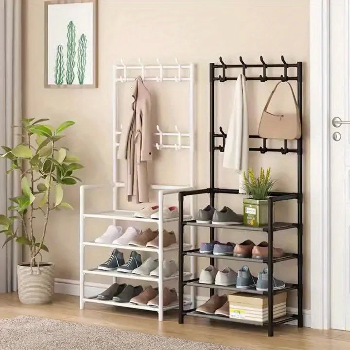 Zapatero Metálico de 5 Niveles, Fácil de Instalar sin Herramientas, Diseño Sencillo, Multiusos para Zapatos, Botas y Artículos Diversos en la Sala de Estar o el Pasillo