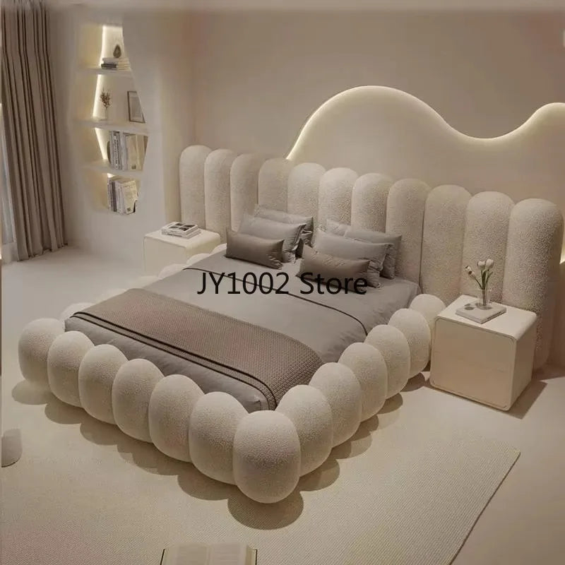 Muebles de Dormitorio Personalizados, Camas Tapizadas en Tela, Camas Modernas de Lujo, Camas King Size, Queen Size, Camas Dobles con Estructura de Madera