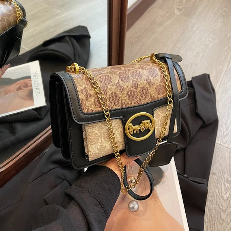 Bolso de Mujer de Diseño Avanzado 2026, Nuevo, Moderno y Elegante, con Cadena, Versátil, Bandolera, Bolso Cuadrado Pequeño