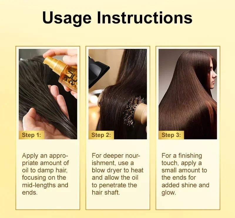 Aceite de argán marroquí, aceite nutritivo para el cabello, suero suavizante para el cabello suave, reparación de Frizz dañado, tratamiento para el cabello seco, cuidado del cabello