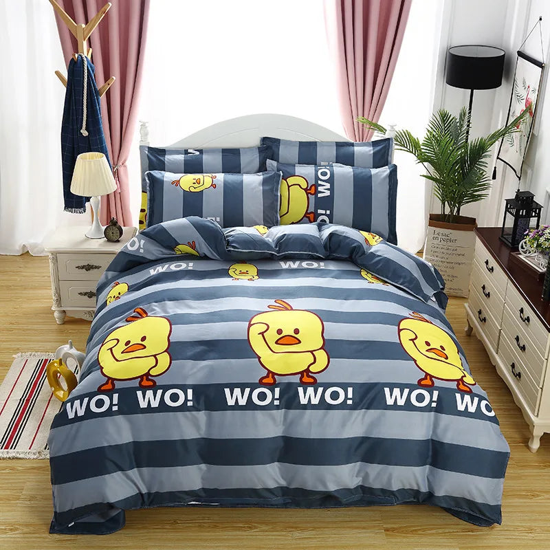 Juego de fundas de edredón de tamaño King de dibujos animados, 220x240, agradable para la piel, manta, funda de edredón y funda de almohada