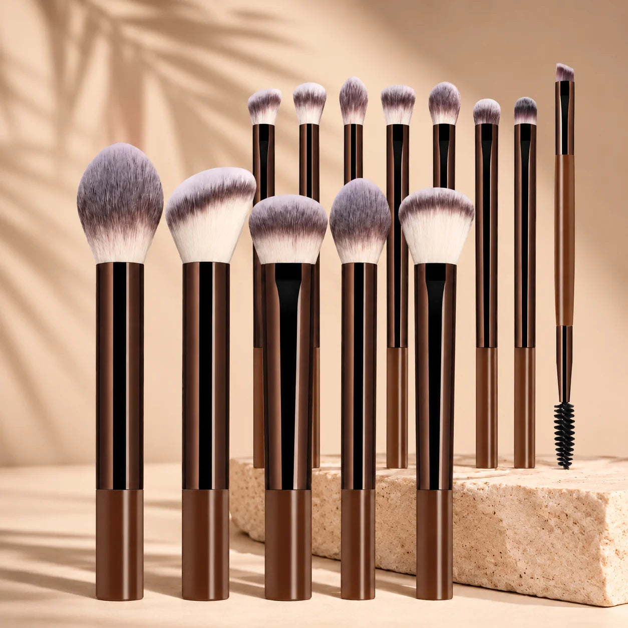 Set de Brochas de Maquillaje Profesional de Doble Punta que Incluye Brocha para Base, Brocha para Contorno, Brocha para Rubor, Brocha para Polvo, Brocha para Sombras de Ojos, C