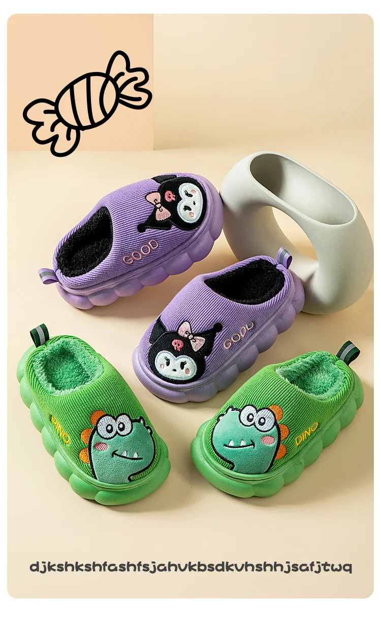 Otoño Invierno niños zapatillas de algodón niños pequeños interior antideslizante cálido Zapatilla de casa niños niñas bebé lindo zapatos de felpa de dibujos animados