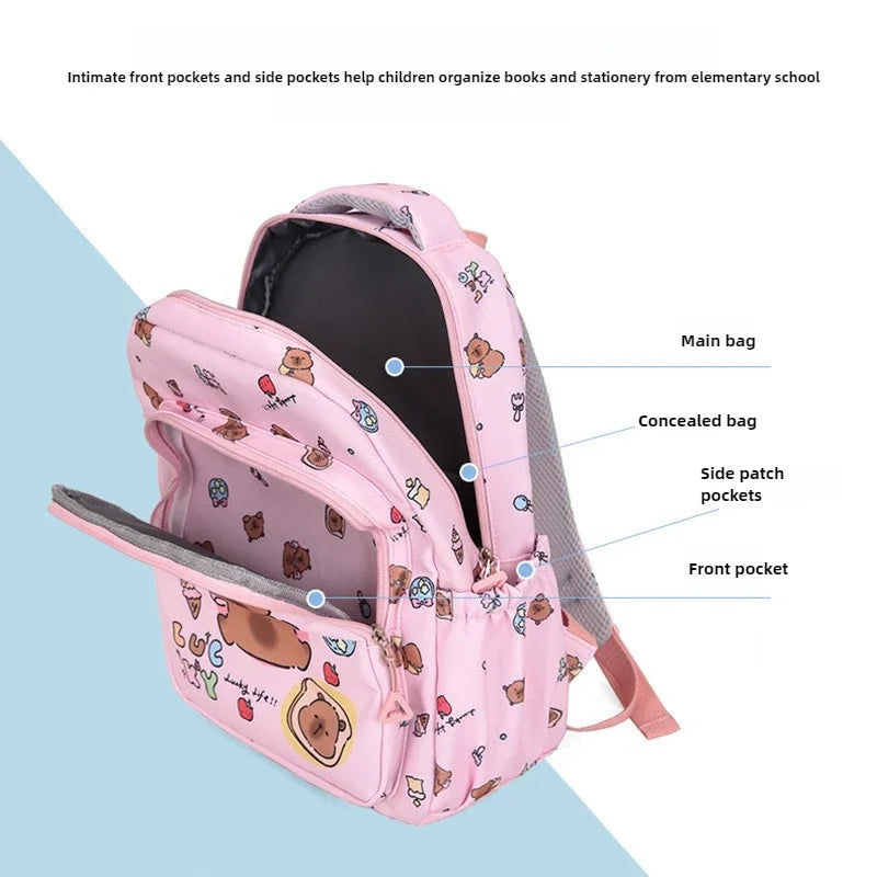 Mochila colorida Capybara 3 unids/set para mujer, mochilas escolares informales con bolsa de almuerzo, mochila para chica, niño, estudiante y adolescente