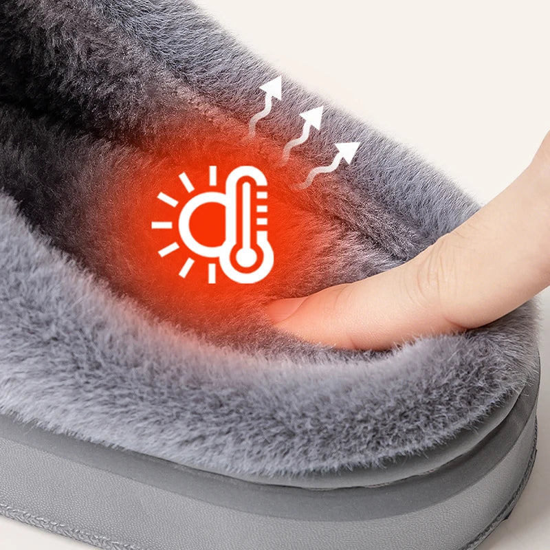 Pantuflas Cálidas para Hombre, Impermeables, con Suela Gruesa y Suave, Pantuflas Antideslizantes para el Hogar, Cálidas para Invierno, Zapatos Planos para Parejas, Tallas Grandes 50 51