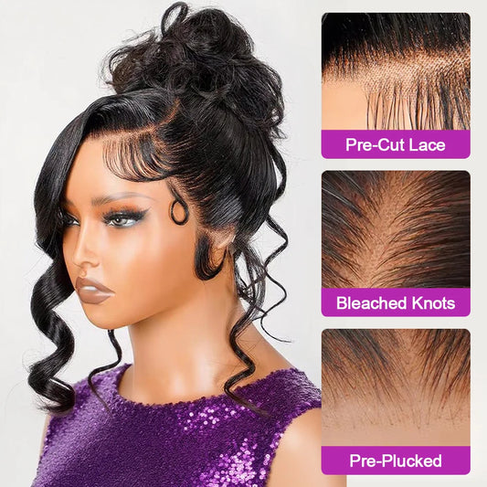 Peluca de Cabello Humano con Encaje Completo 360, Pre-Desplumada, Ondas Suaves, Peluca Frontal HD 13x6, Cabello Brasileño para Mujeres Negras, Densidad 250