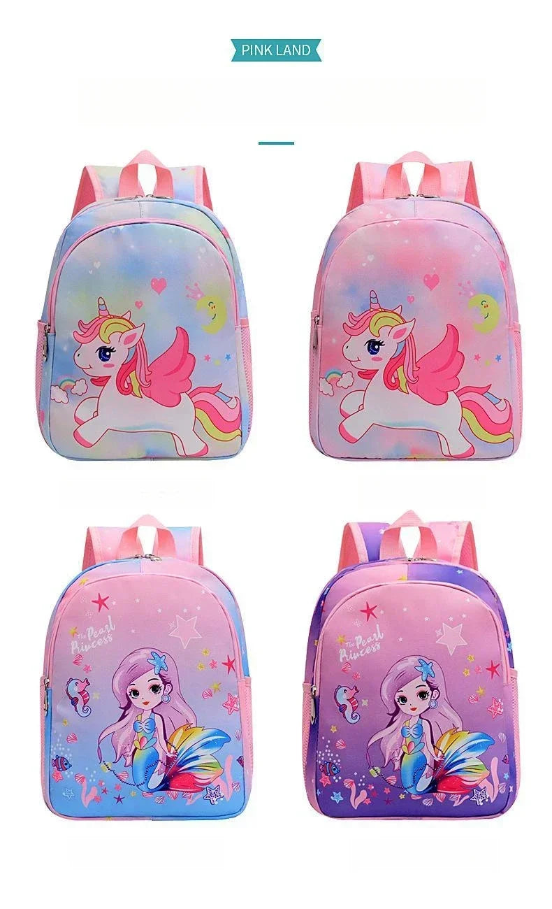 Nueva mochila para niños, bonita mochila escolar con estampado de sirena y unicornio de dibujos animados, mochila escolar ligera para guardería