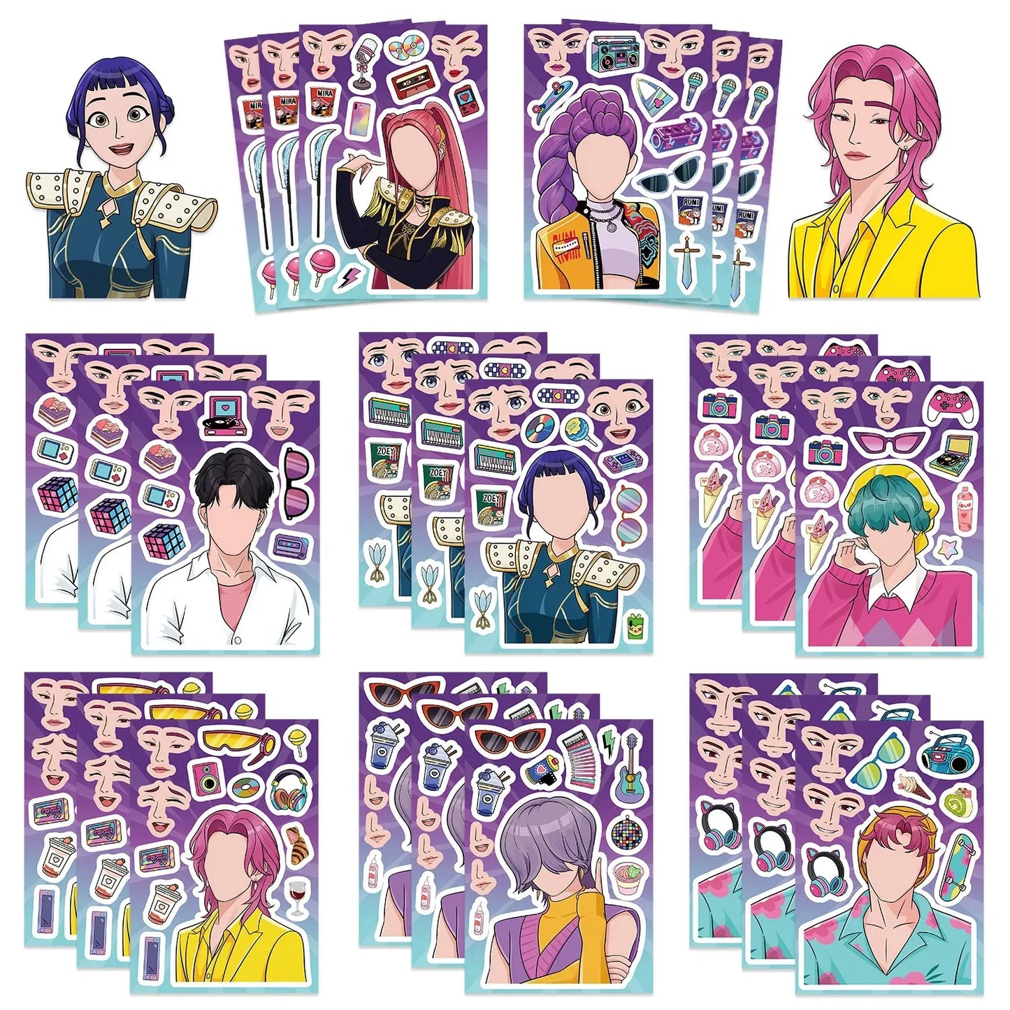 Set de Globos de Aluminio K-Pop para Grupo de Chicas, Números del 1 al 9 y Globos de Estrellas Púrpuras, Adornos para Pastel para Fiestas de Cumpleaños y Accesorios para Fotos
