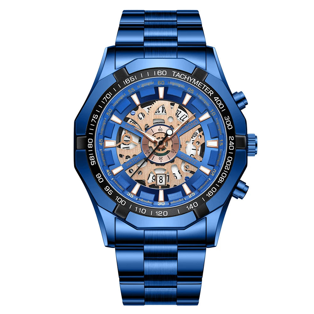 Relojes BINBONG de negocios para Hombre, Reloj de cuarzo luminoso con calendario resistente al agua para Hombre, Reloj de acero inoxidable para Hombre