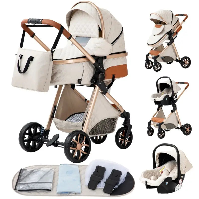 Sistema de viaje 3 en 1 para bebés, cochecito ligero para recién nacidos, plegable compacto, cochecito de invierno, cochecito para bebés, todoterreno