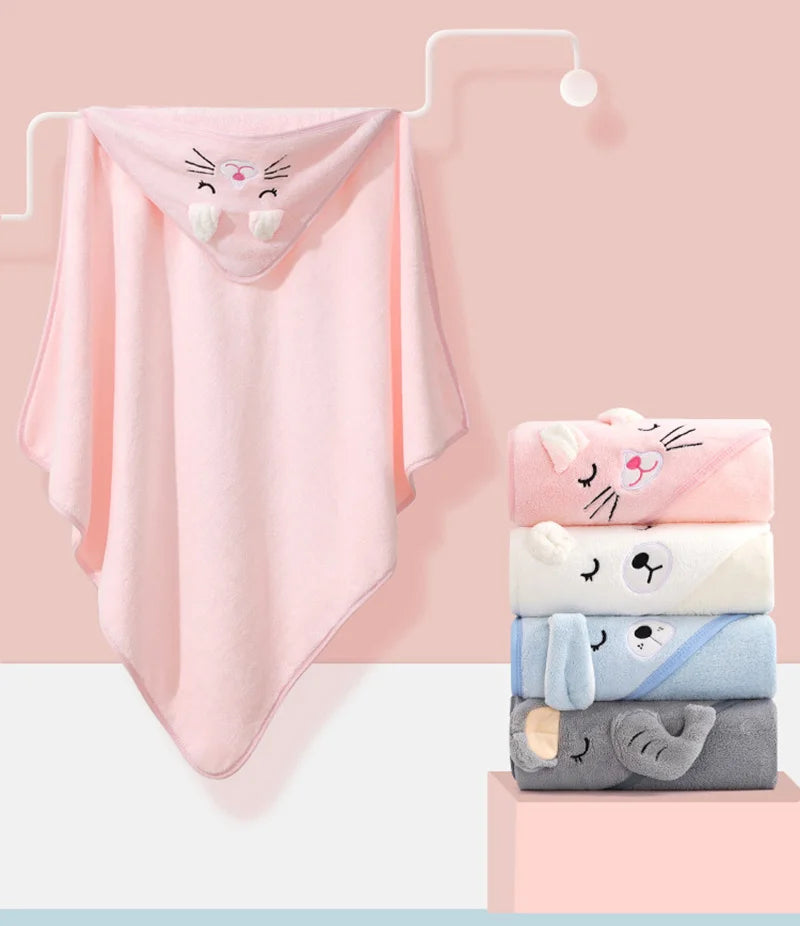 Toallas de Baño para Bebés con Diseño de Animales de Dibujos Animados, Toalla con Capucha Suave para Recién Nacidos, Bata de Baño para Niños Pequeños, Envoltura Cálida para Dormir para Niños y Niñas