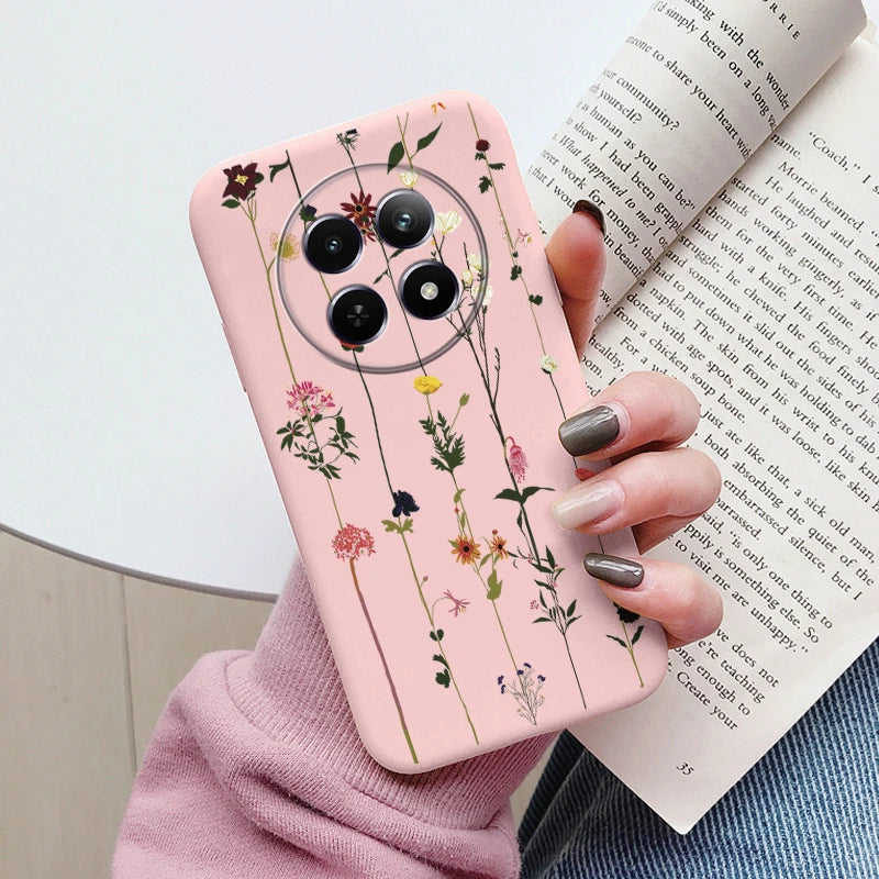Funda para Realme 12 4G 12 + 13 + Plus 13 Pro + Plus 5G bonita funda trasera con forma de corazón y flor de silicona suave mate Fundas protectoras de dibujos animados