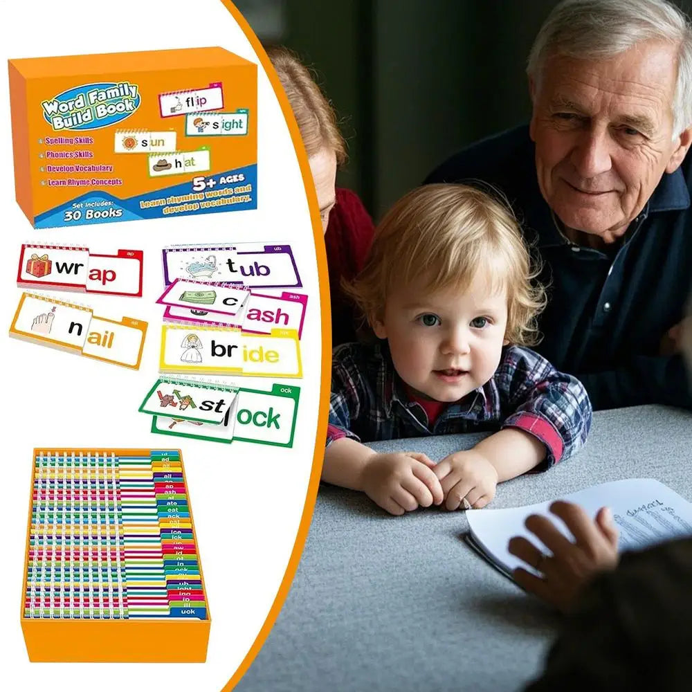 Nuevo libro de lectura, 30 libros de lectura y rima, libros de construcción familiares de palabras, tarjetas Flash, tarjetas de vocabulario, lectura educativa