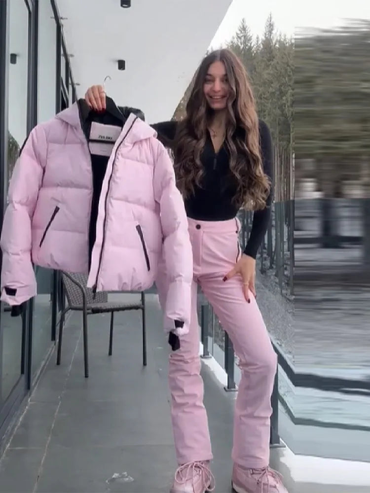 Chaqueta corta de algodón con capucha y cremallera para mujer, abrigo grueso y cálido de manga larga, pantalón deportivo largo y cómodo, conjunto deportivo para señora nueva 2025