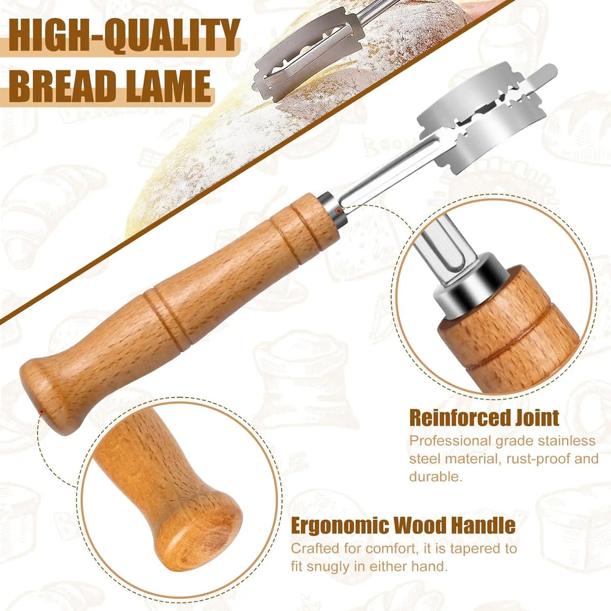 Juego de cestas para probar pan Banneton, cestas Banneton ovaladas de 10 ", suministros para hornear pan de masa fermentada con pan cojo, batidor de masa, C