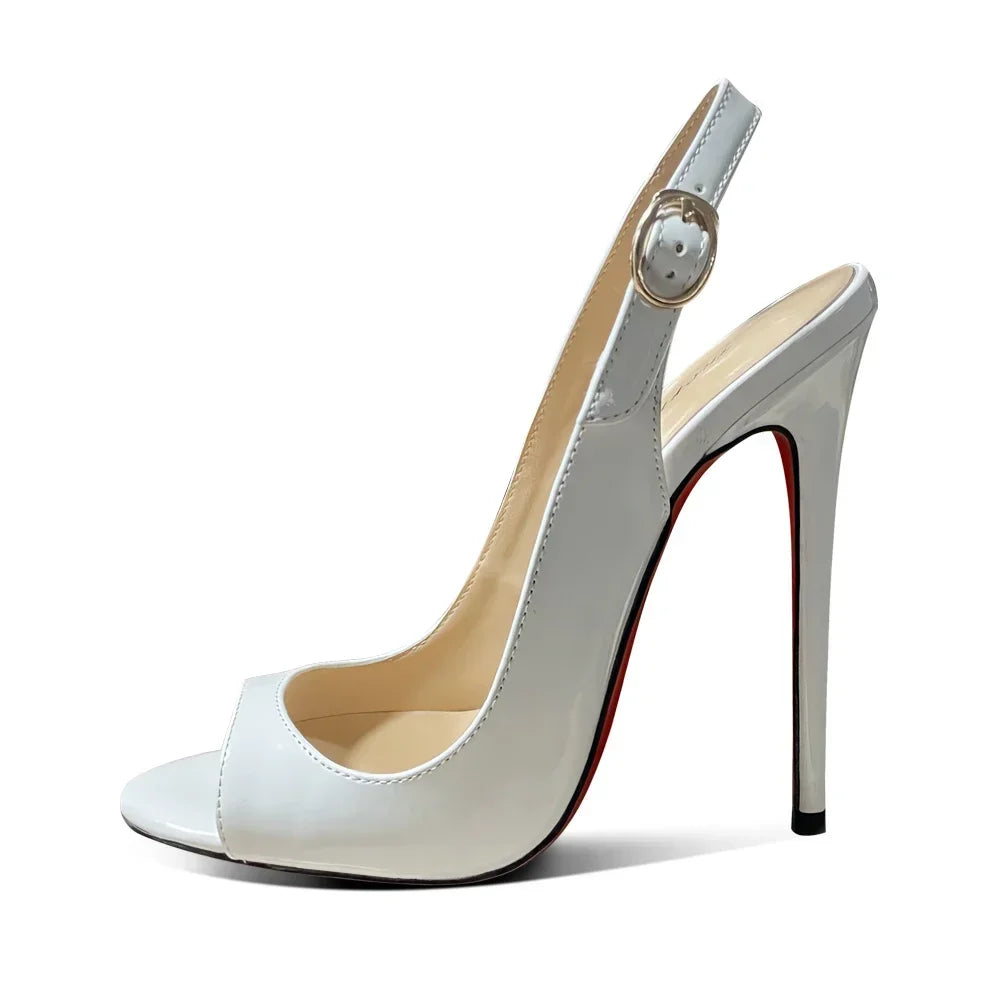 Nuevas sandalias con punta vacía de Boca de pescado negra de 12cm con suela de lápiz labial ultraligera sexy tacones altos para mujer con tacones delgados