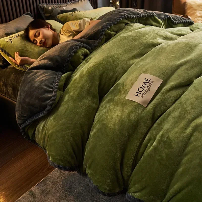 Funda nórdica de felpa para cama de pareja, colchas para cama individual, doble, Queen, King, Velvect, cálida y suave, nórdica, para invierno
