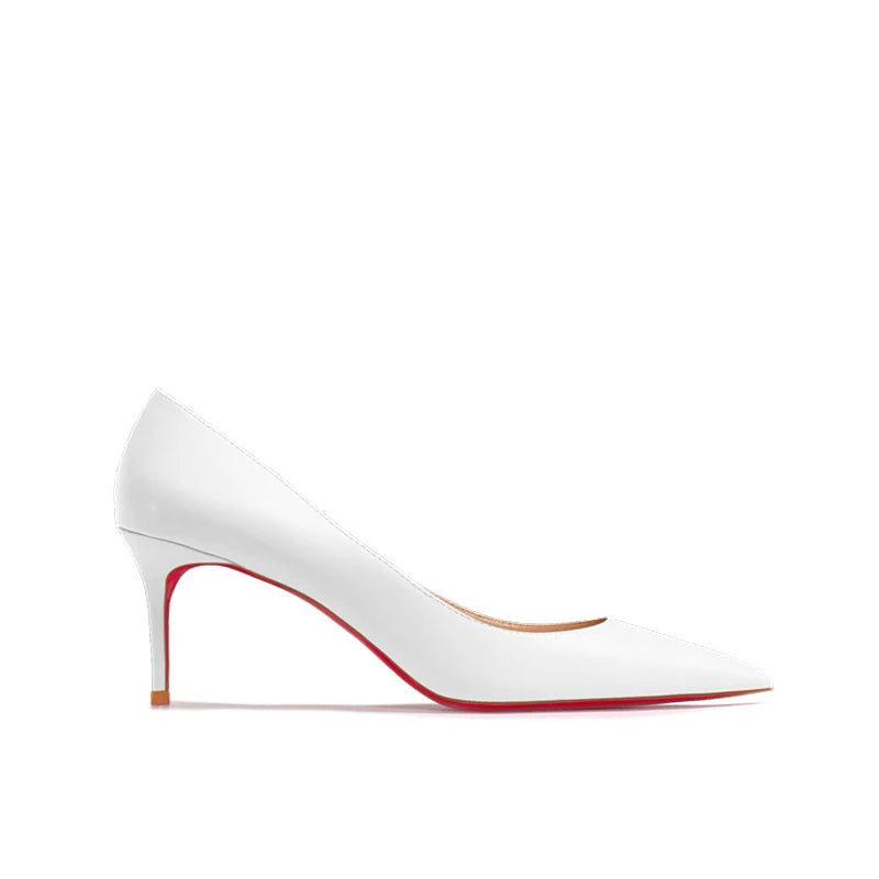 Nuevos Zapatos de Tacón Alto Puntiagudos de Boca Poco Profunda con Tacones Finos, Zapatos Individuales Blancos Mate de Moda para el Trabajo, Suela Blanda, Talla Única