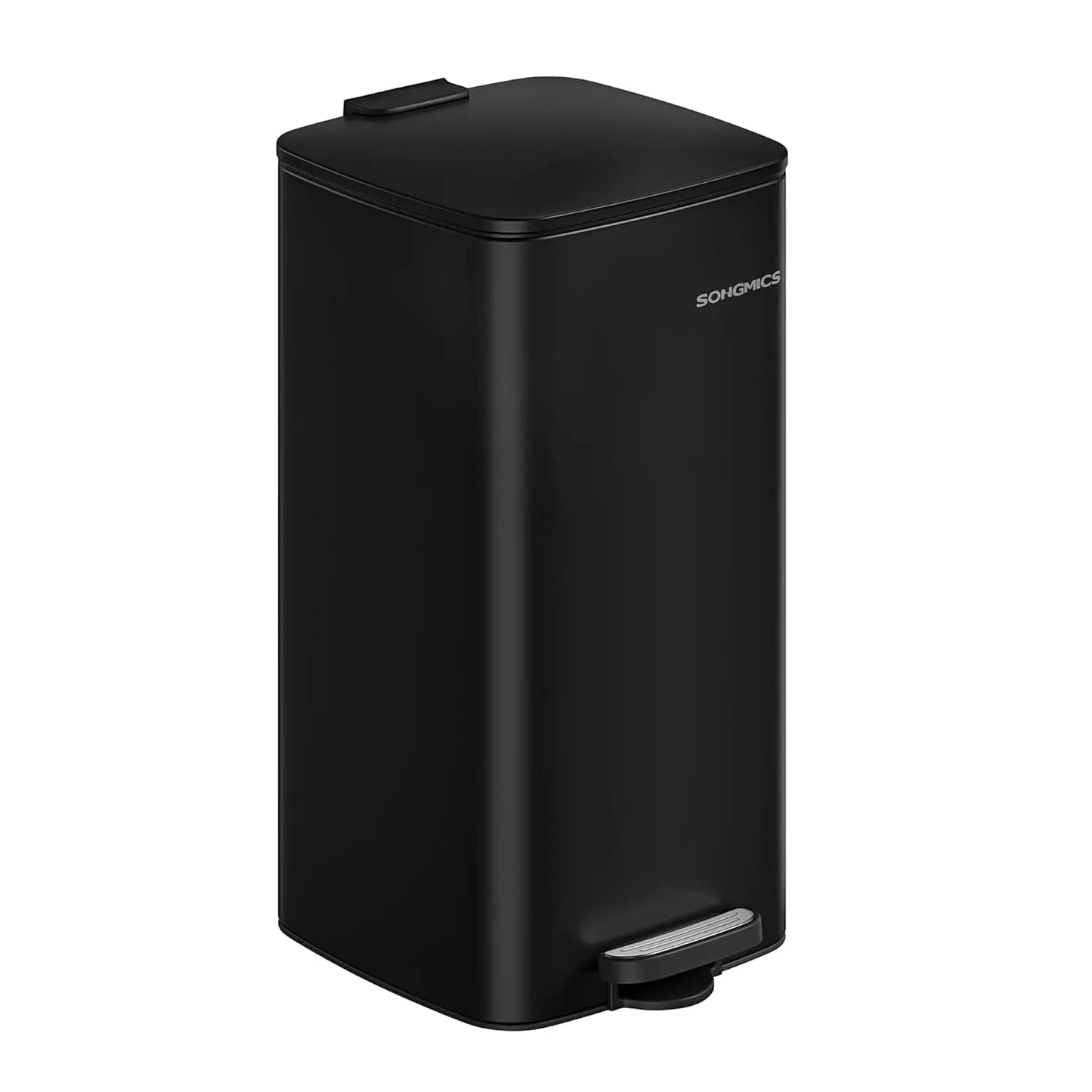 SONGMICS-papelera de cocina de 8 galones con Pedal de acero, cubo interior, cierre suave y se mantiene abierto, color plateado metálico, 30 L，Beige Arena/Negro Tinta