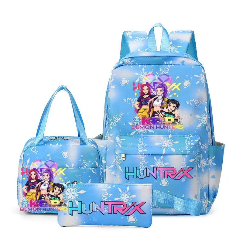 Mochila escolar KPop Demon Hunters, juego de 3 piezas, bolsa de almuerzo, estuche para lápices, regalo de regreso a la escuela para niñas, mochila de ocio, bolsas de viaje para adolescentes