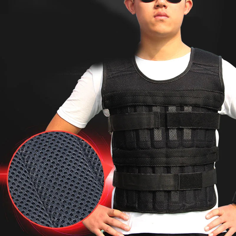 Chaleco con Peso Ajustable de 20 kg, Bolsa Vacía para Fitness y Correr, para Hombres y Mujeres, Ropa Negra de Entrenamiento Físico para Boxeo