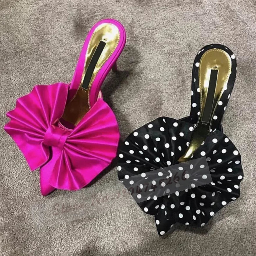Cielo Azul Satén Tacón Alto Mules Rosa Borgoña Punta Puntiaguda Zapatillas Modernas Slip-On Vestido Elegante Sandalias Zapatos de Banquete Poco Profundos