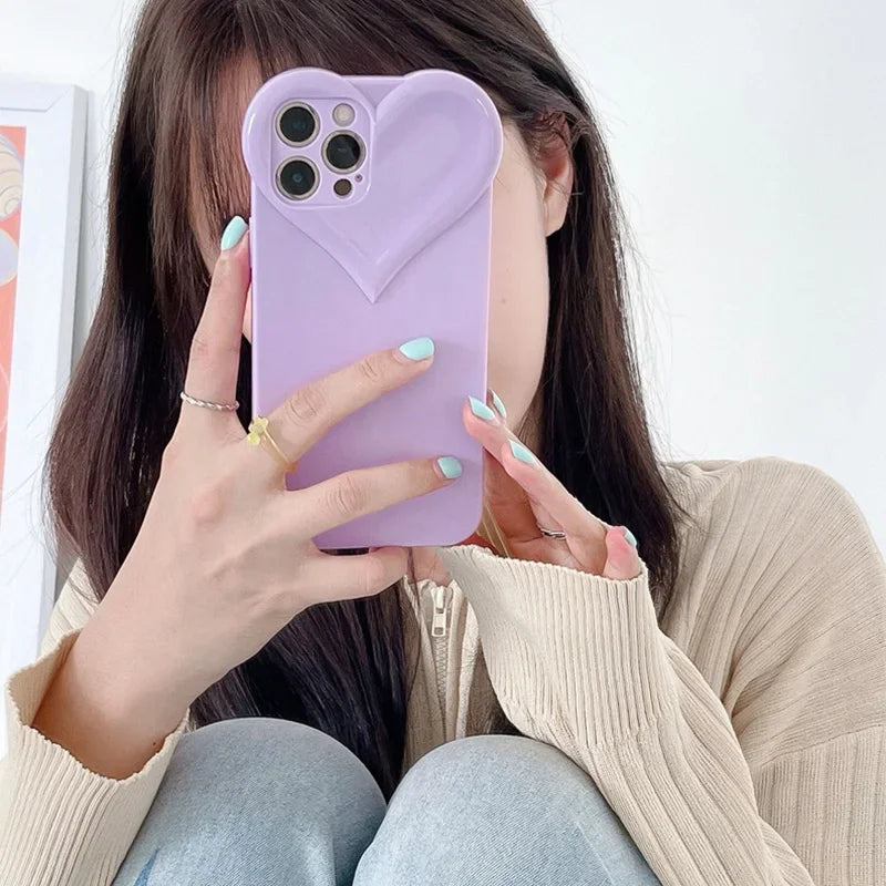 Fundas de teléfono con lente protectora de corazón de amor para IPhone 17 16 Pro Max 15 14 13 12 11 Pro Xs XR 7 8 Plus SE2/SE3 TPU cubierta trasera a prueba de golpes