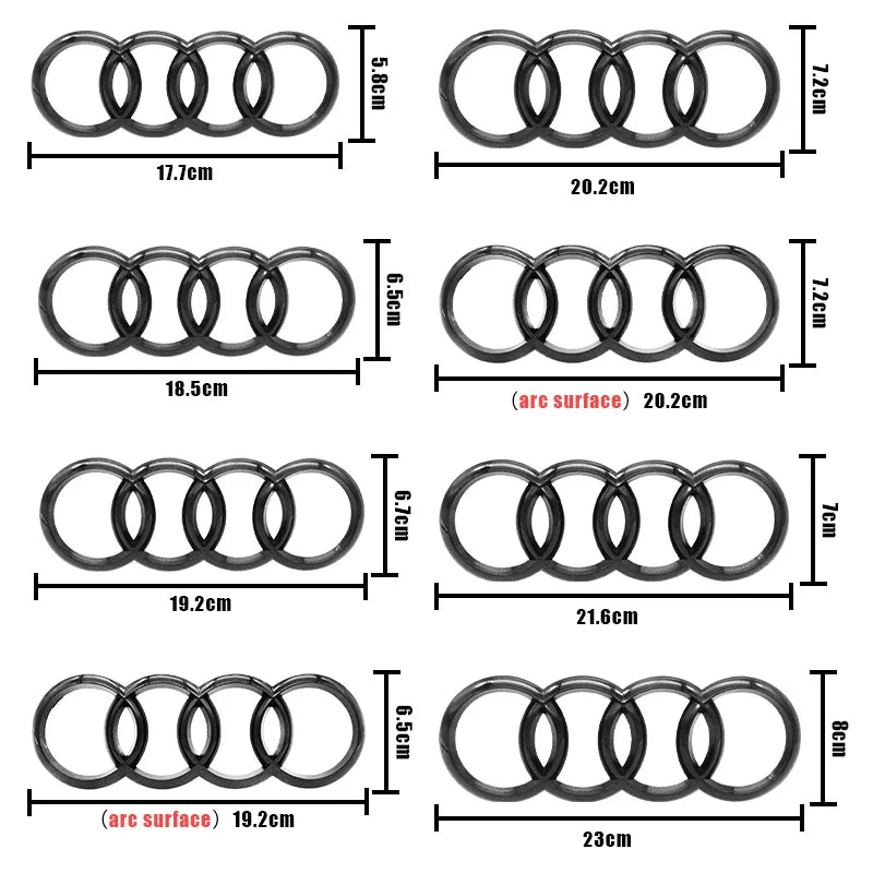 Emblema de Capó Delantero y Trasero para Coche, 4 Anillos, ABS, para Audi A3, A6L, A7, A1, A2, A8, A4, A5, Q3, Q5, Q8, Q7, Q2L, TT, Q6, RS3, RS4, RS5, RS6