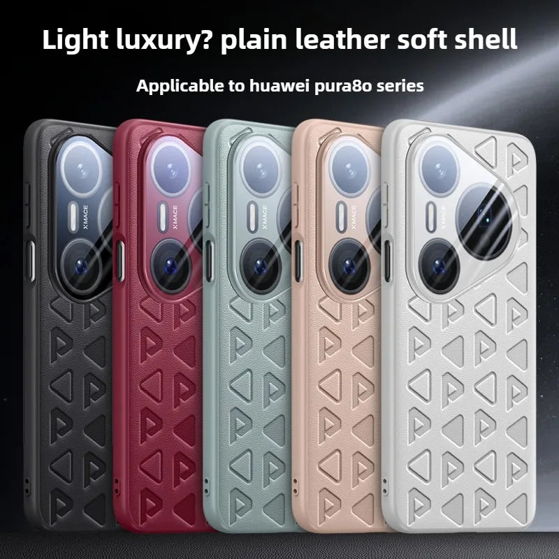 Funda Original en relieve para HUAWEI PURA 80 PRO / PURA80 Ultra, fundas de cuero PU, funda trasera dura a prueba de golpes, funda de piel