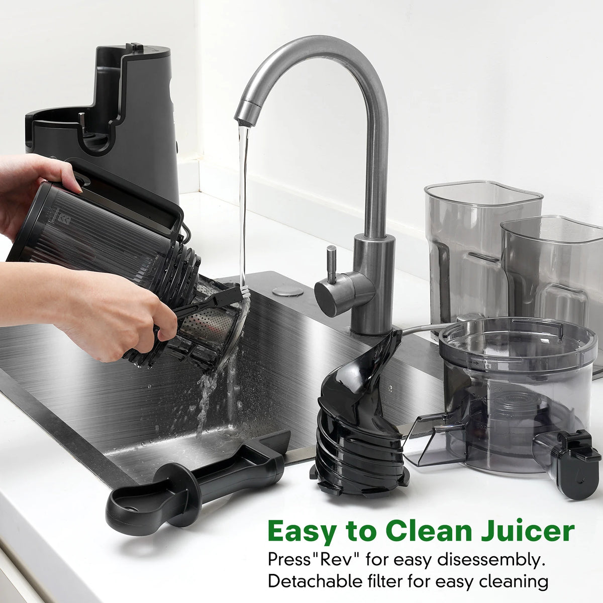 Extractor de Jugos Tolife de Presión en Frío y Masticación Lenta, con Boca Ancha, Vaso de 1000 ml, Silencioso y Fácil de Limpiar, para Frutas y Verduras