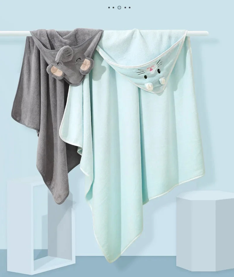 Toallas de Baño para Bebés con Diseño de Animales de Dibujos Animados, Toalla con Capucha Suave para Recién Nacidos, Bata de Baño para Niños Pequeños, Envoltura Cálida para Dormir para Niños y Niñas