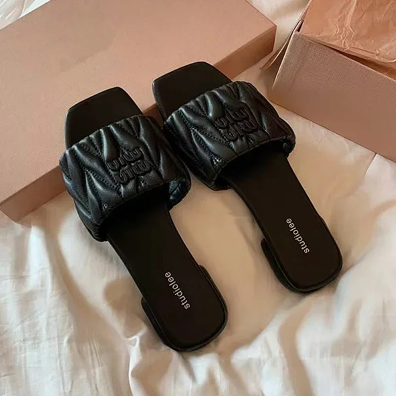 Zapatillas de Verano con Punta Abierta, Color Sólido, Punta Cuadrada, Ligeras, Nuevas, Tacón Cuadrado, Casuales, Cómodas y Elegantes para Mujer