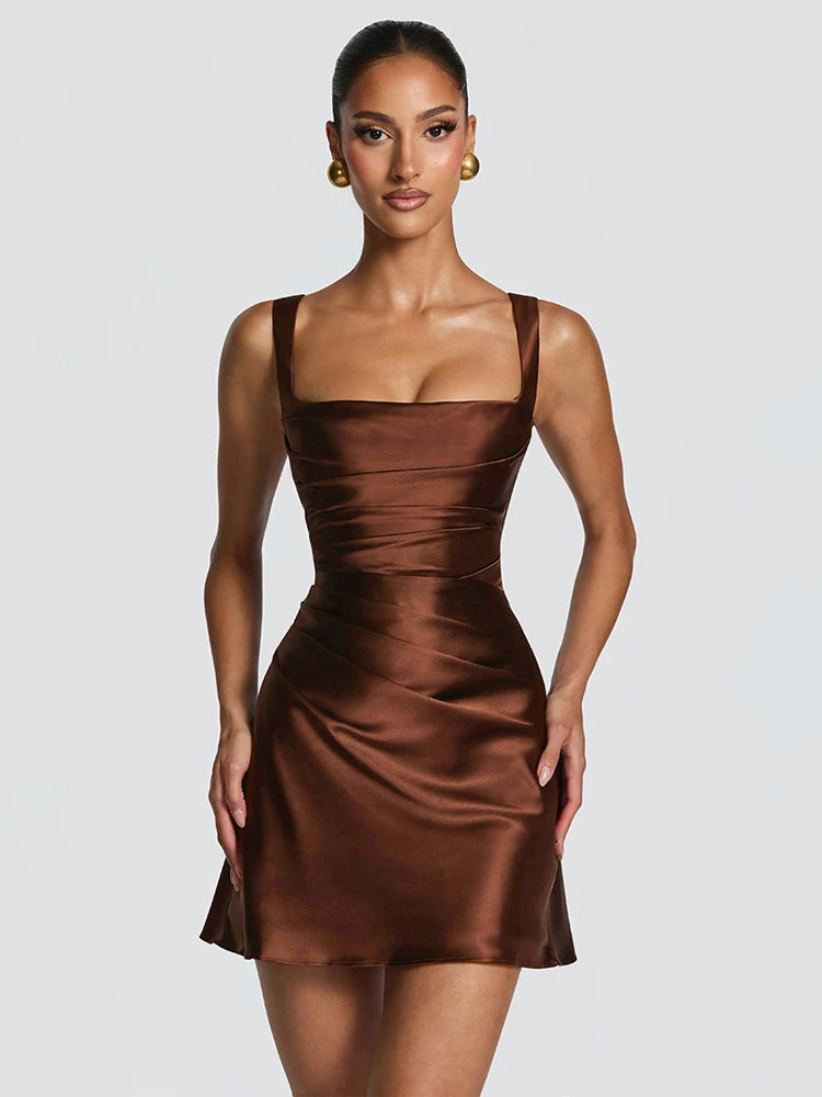 Vestido Maxi Plisado Sólido Sexy con Cuello Halter para Mujer, sin Mangas, sin Espalda, con Cintura Ajustada y Abertura, Vestidos de Fiesta de Verano 2026