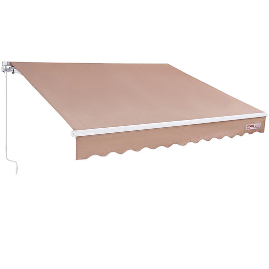 SucceBuy Toldo retráctil manual Toldo exterior Parasol retráctil Poliéster resistente al agua Puerta de patio Ventana para patio trasero